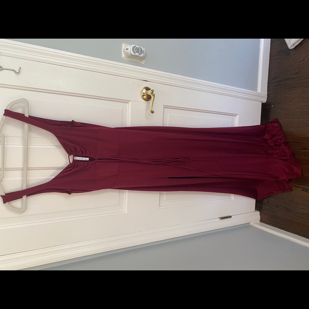 Front Tie Maxi Dress in Red